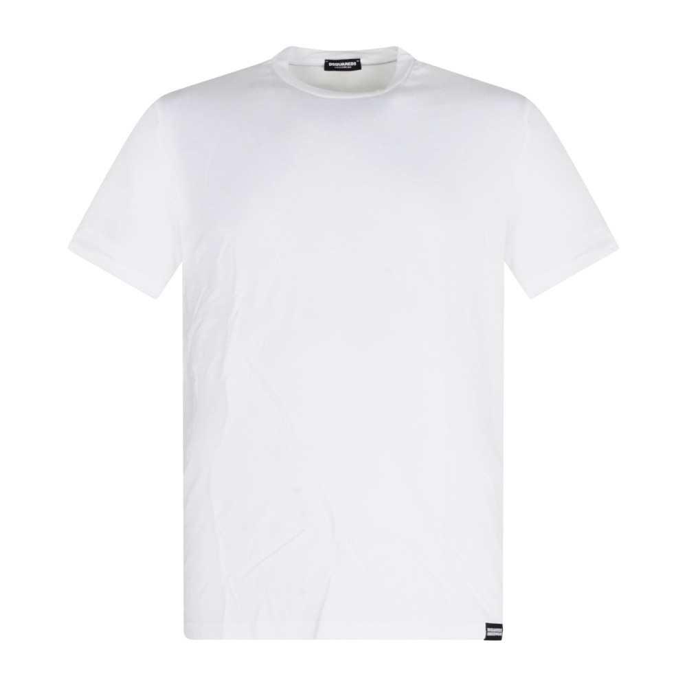 Dsquared2 - T-shirt bianca manica corta con patch logo sul retro relaxed fit