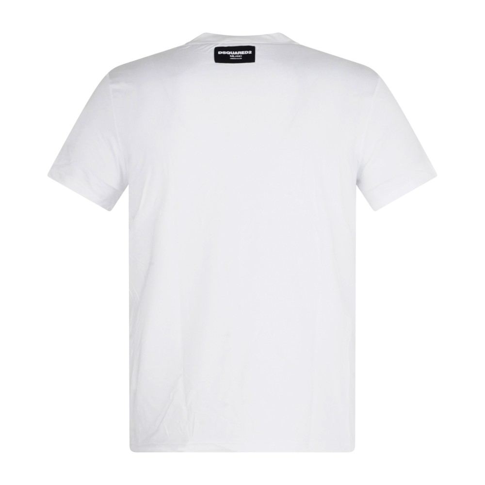 Dsquared2 - T-shirt bianca manica corta con patch logo sul retro relaxed fit