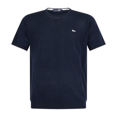 Harmont & Blaine - T-shirt blu in maglia di cotone a manica corta con
