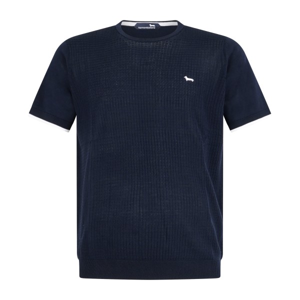 Harmont & Blaine - T-shirt blu in maglia di cotone a manica corta con