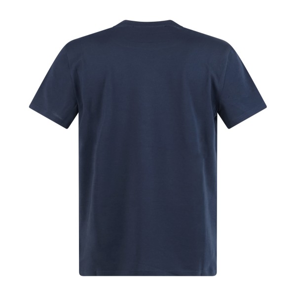 Harmont & Blaine - T-shirt blu in piquet tecnico con ricamo logo tono su tono