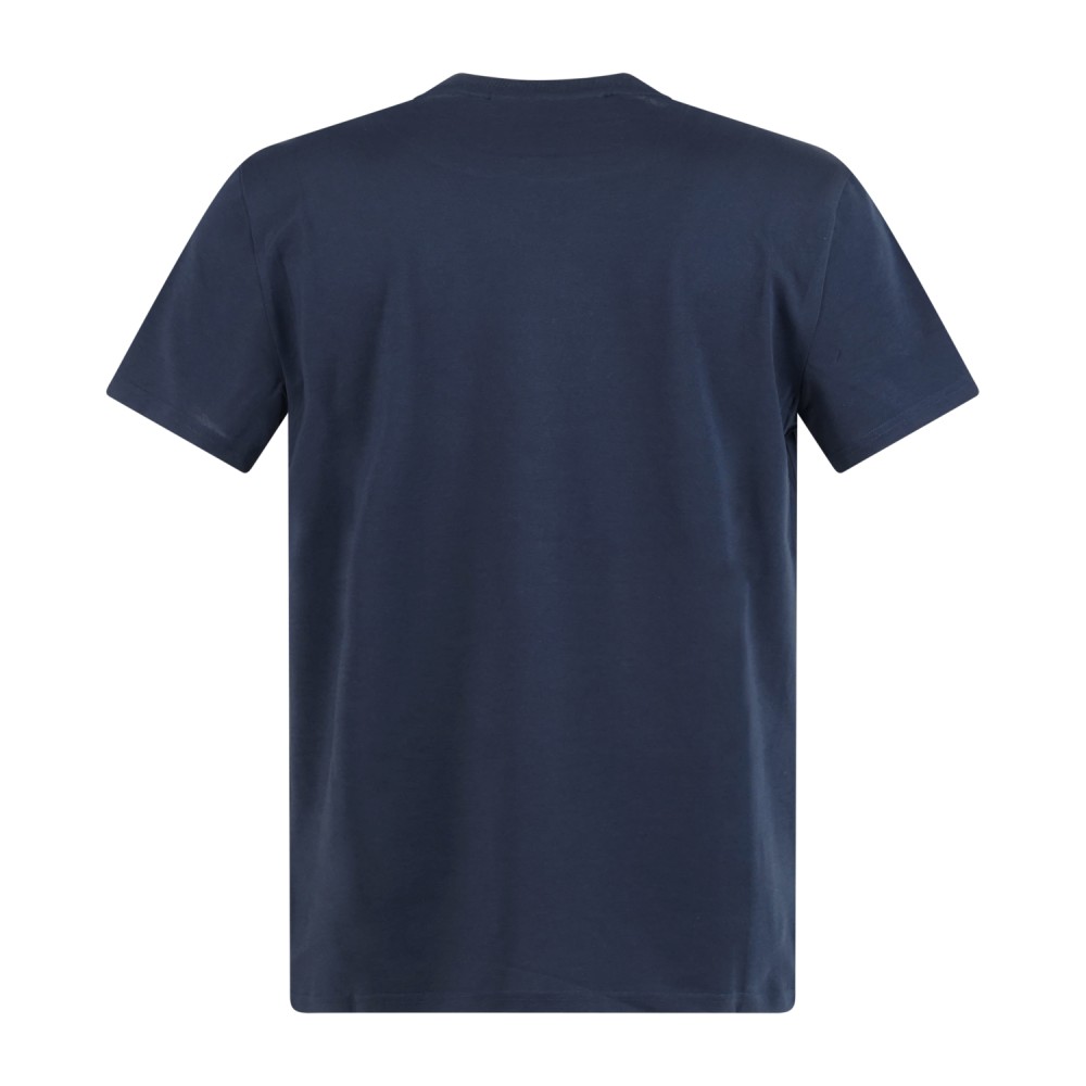 Harmont & Blaine - T-shirt blu in piquet tecnico con ricamo logo tono su tono