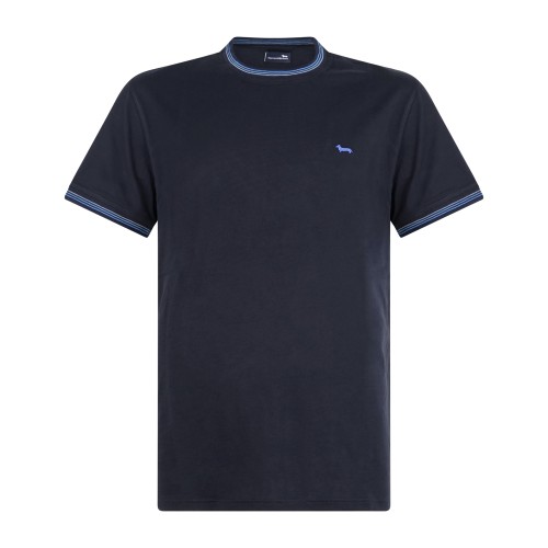 Harmont & Blaine - T-shirt blu manica corta con patch logo sul petto per uomo |