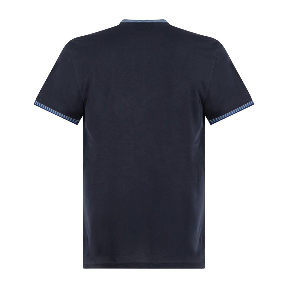 Harmont & Blaine - T-shirt blu manica corta con patch logo sul petto per uomo |