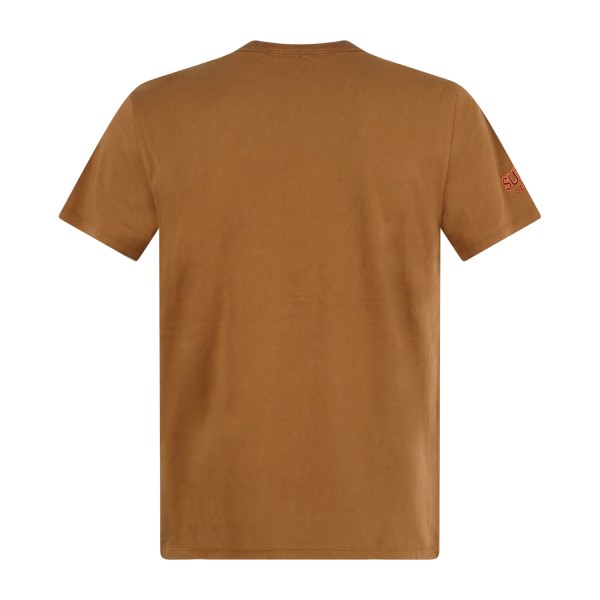 Sun68 - T-shirt marrone manica corta con ricamo logo fluo per uomo | t36140 93