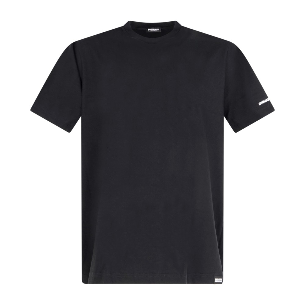 Dsquared2 - T-shirt nera manica corta con stampa logo over fit per uomo |