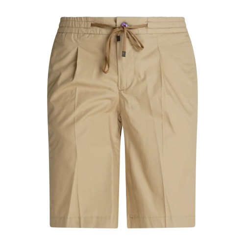 Barbati - Bermuda beige con elastico in vita e laccetti in cotone per uomo |