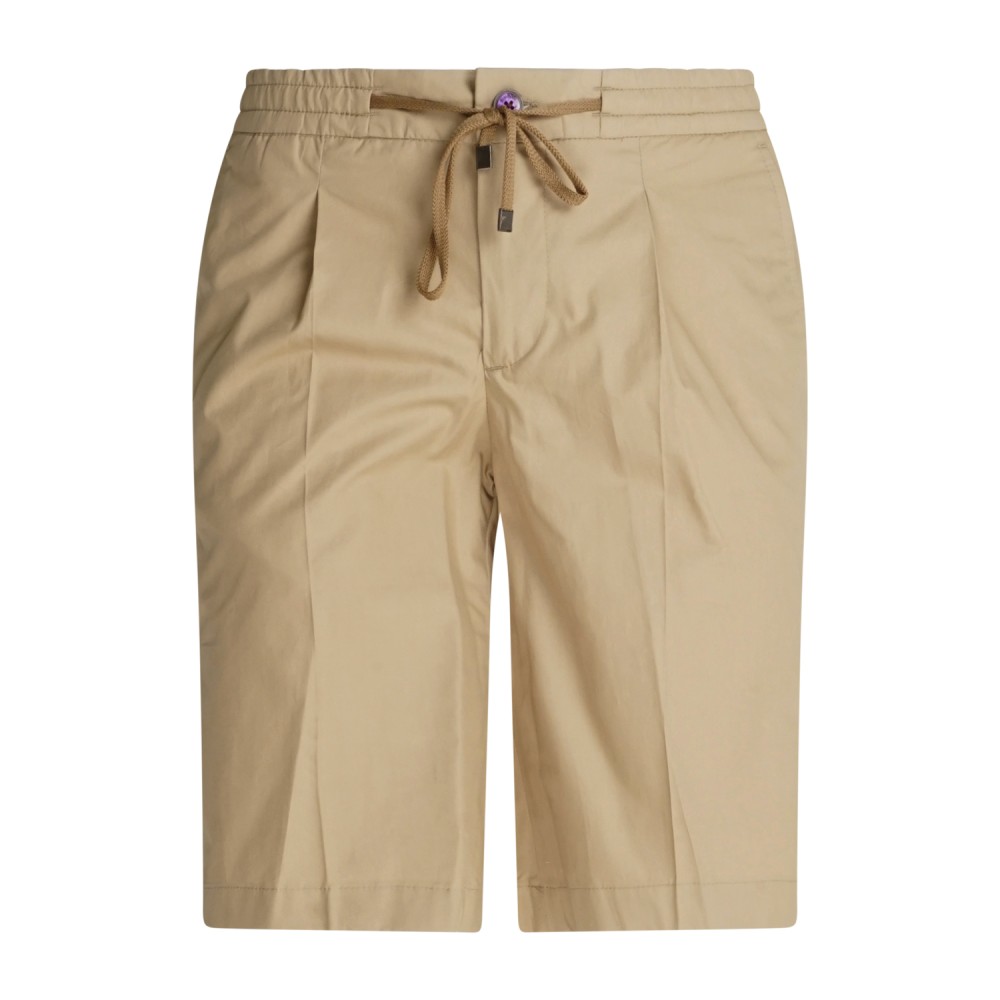 Barbati - Bermuda beige con elastico in vita e laccetti in cotone per uomo |