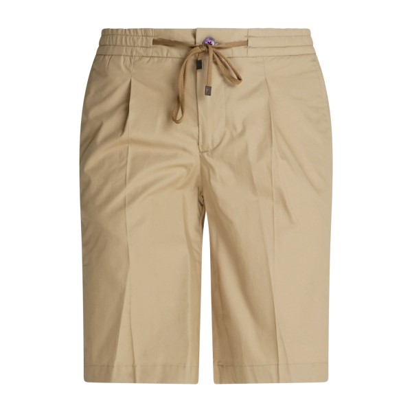 Barbati - Bermuda beige con elastico in vita e laccetti in cotone per uomo |