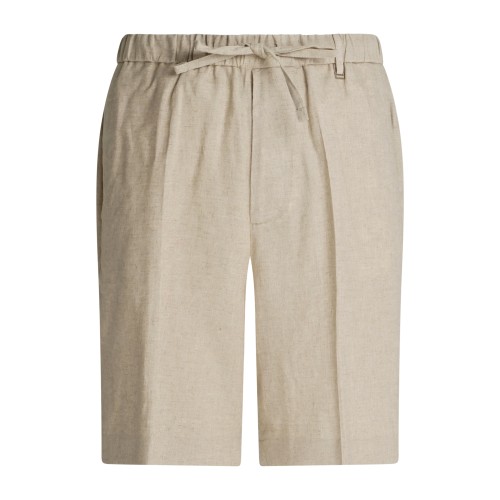 I'm Brian - Bermuda beige in lino con elastico in vita e laccetti per uomo |