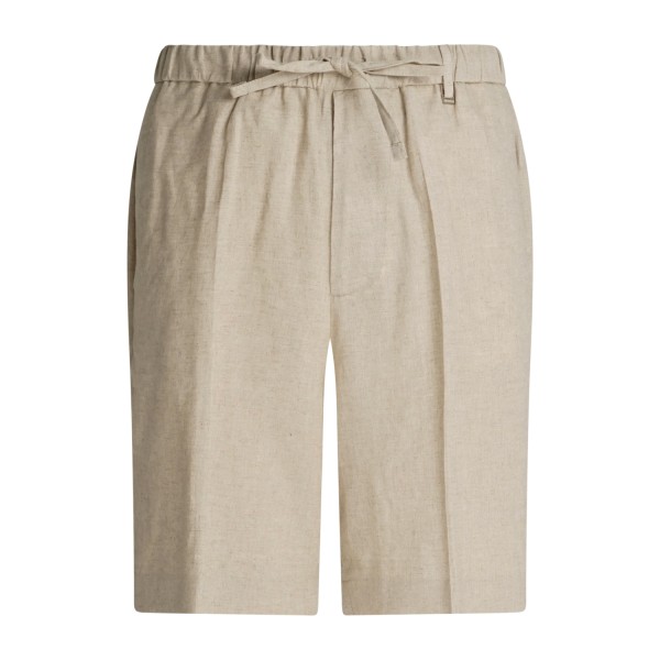I'm Brian - Bermuda beige in lino con elastico in vita e laccetti per uomo |