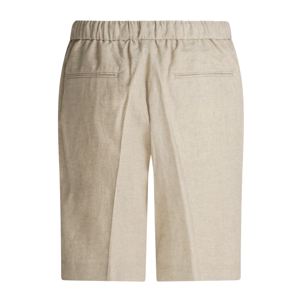 I'm Brian - Bermuda beige in lino con elastico in vita e laccetti per uomo |