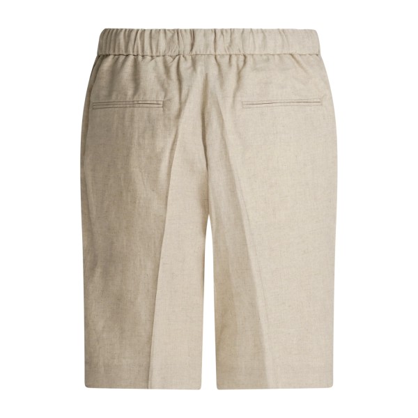 I'm Brian - Bermuda beige in lino con elastico in vita e laccetti per uomo |