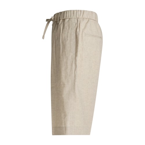 I'm Brian - Bermuda beige in lino con elastico in vita e laccetti per uomo | 2