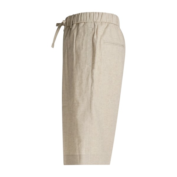 I'm Brian - Bermuda beige in lino con elastico in vita e laccetti per uomo |