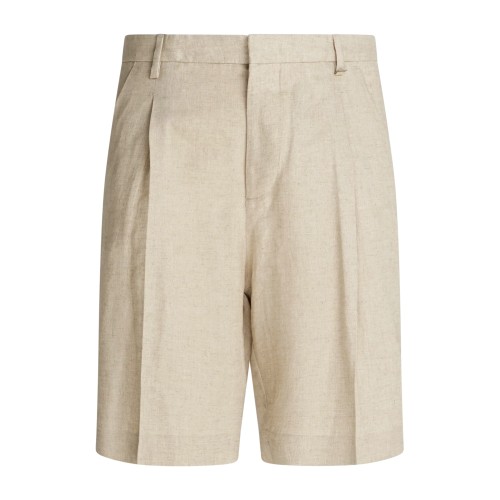 I'm Brian - Bermuda beige in lino con pince sul fronte per uomo | be3705 beige