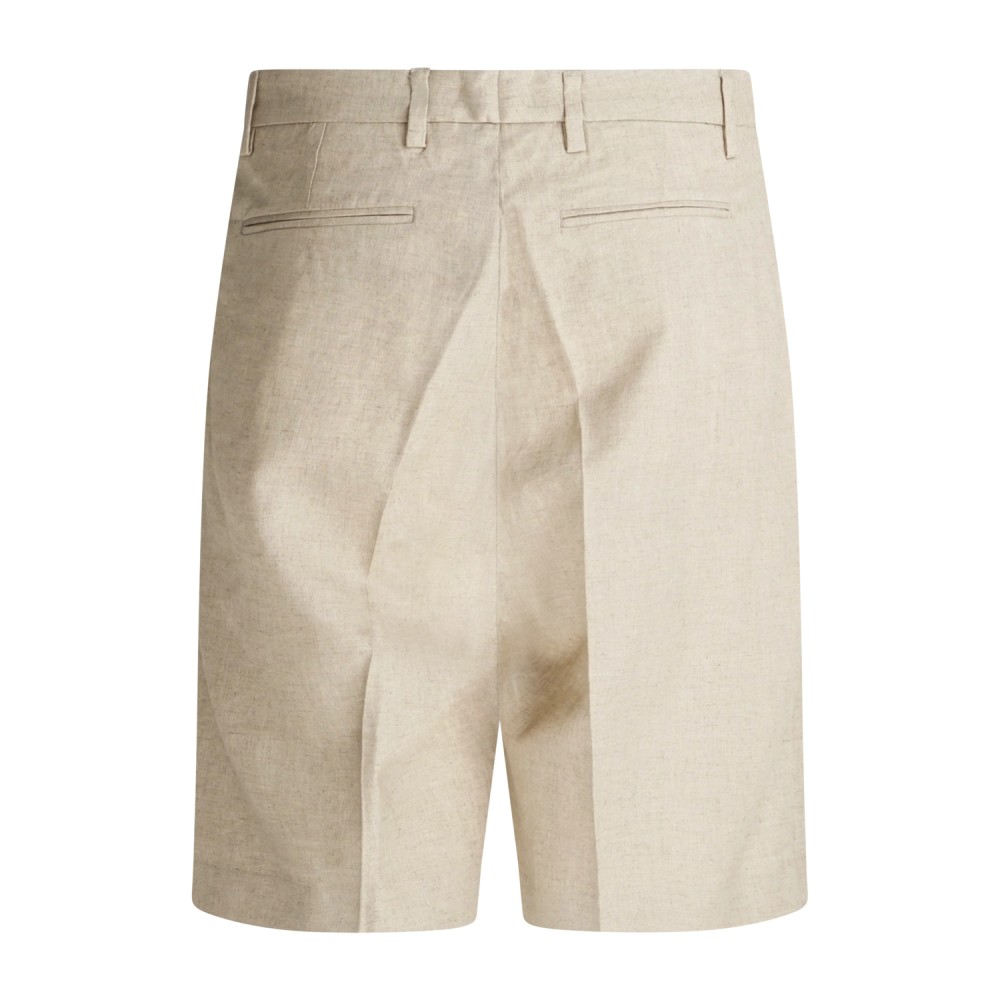 I'm Brian - Bermuda beige in lino con pince sul fronte per uomo | be3705 beige