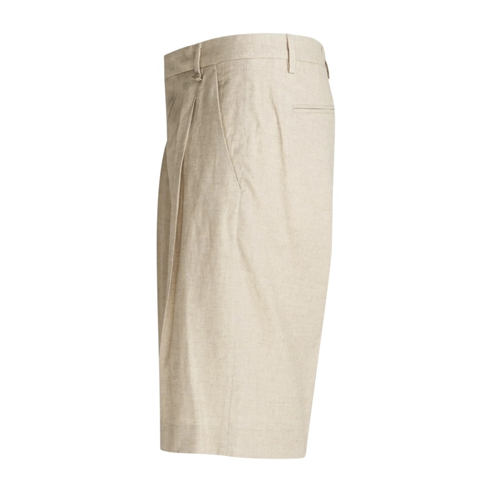 I'm Brian - Bermuda beige in lino con pince sul fronte per uomo | be3705 beige