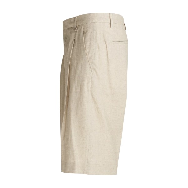 I'm Brian - Bermuda beige in lino con pince sul fronte per uomo | be3705 beige