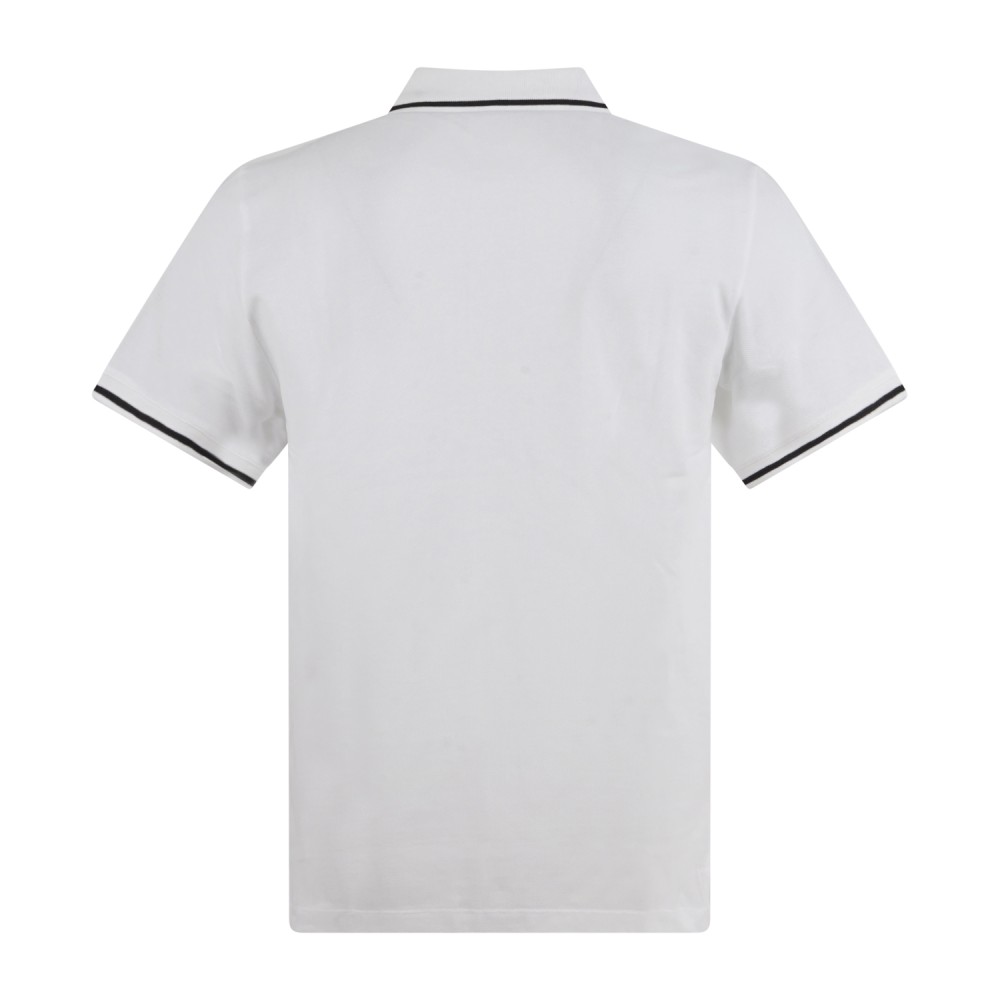 Emporio Armani - Polo bianca manica corta con righe a contrasto sul collo e