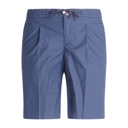 Barbati - Bermuda blu con elastico in vita e laccetti in cotone per uomo |