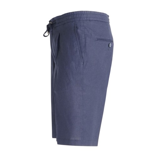 Barbati - Bermuda blu con elastico in vita e laccetti in lino e viscosa per 2
