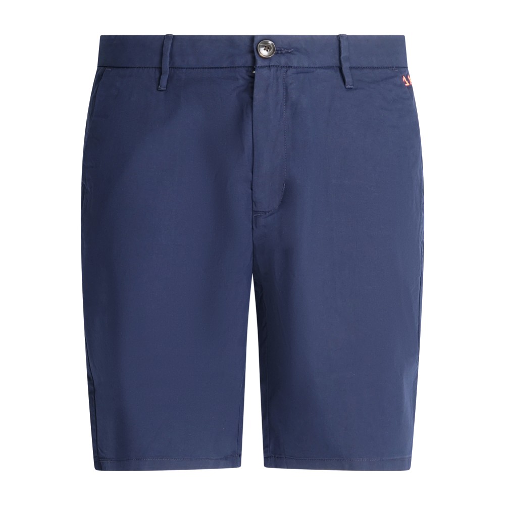 Sun68 - Bermuda blu in cotone con logo ricamato per uomo | b36121 07navy blue