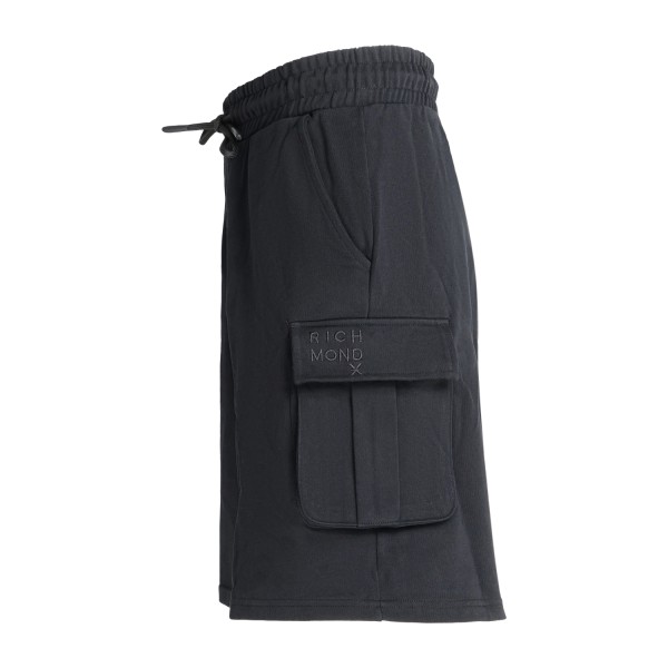 Richmond X - Bermuda cargo nera Fleece Pyra cricamo logo sulla tasca per uomo |
