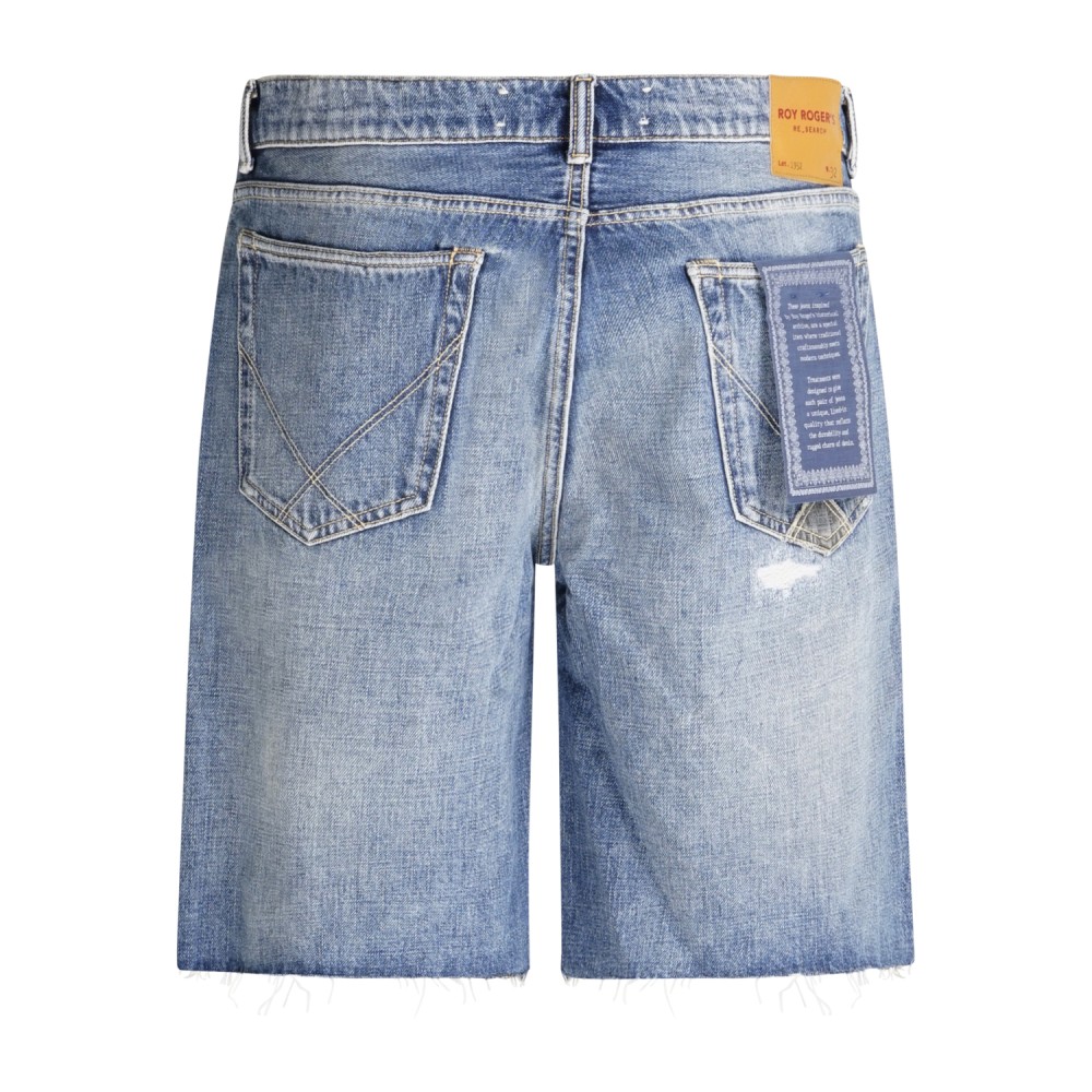 Roy Roger's - Bermuda denim Re-Search 5 tasche con rotture per uomo |