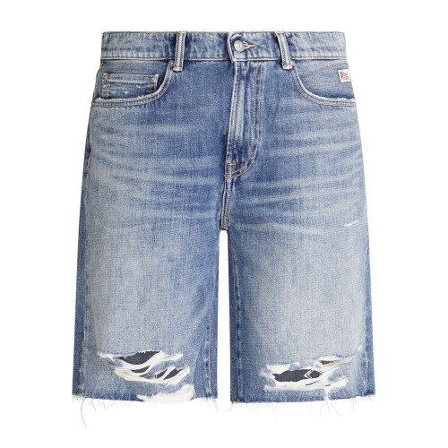 Roy Roger's - Bermuda denim Re-Search 5 tasche con rotture per uomo |