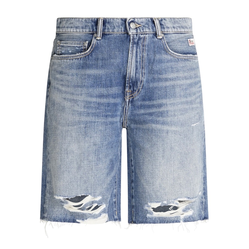Roy Roger's - Bermuda denim Re-Search 5 tasche con rotture per uomo |