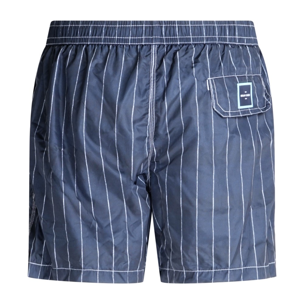 Gran Sasso - Bermuda mare blu a fantasia righe con elastico in vita per uomo |