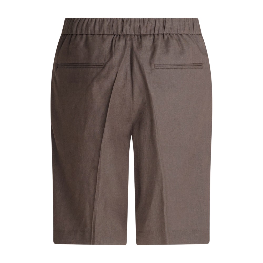 I'm Brian - Bermuda marrone in lino con elastico in vita e laccetti per uomo |