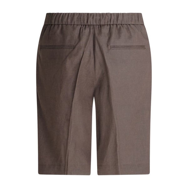 I'm Brian - Bermuda marrone in lino con elastico in vita e laccetti per uomo |