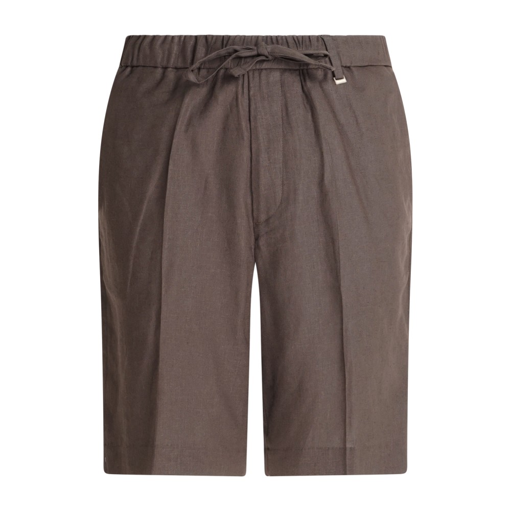I'm Brian - Bermuda marrone in lino con elastico in vita e laccetti per uomo |
