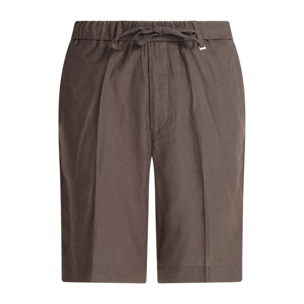 I'm Brian - Bermuda marrone in lino con elastico in vita e laccetti per uomo |