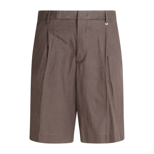 I'm Brian - Bermuda marrone in lino con pince sul fronte per uomo | be3705 moro