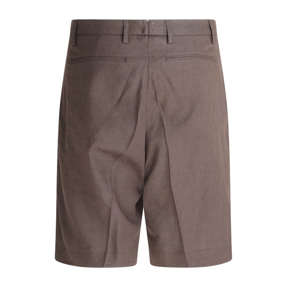 I'm Brian - Bermuda marrone in lino con pince sul fronte per uomo | be3705 moro
