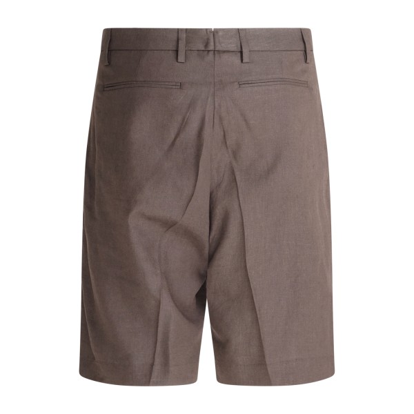 I'm Brian - Bermuda marrone in lino con pince sul fronte per uomo | be3705 moro