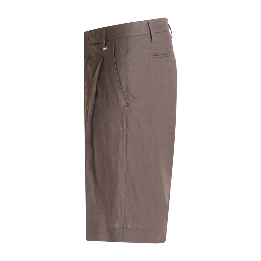 I'm Brian - Bermuda marrone in lino con pince sul fronte per uomo | be3705 moro