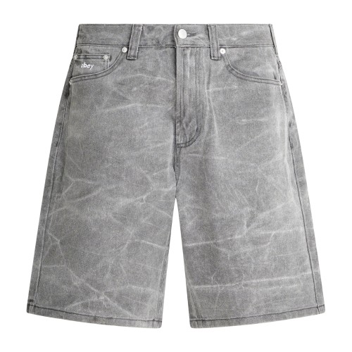 Obey - Bermuda nera Bigwig 5 tasche baggy fit per uomo | 172100107 bwa