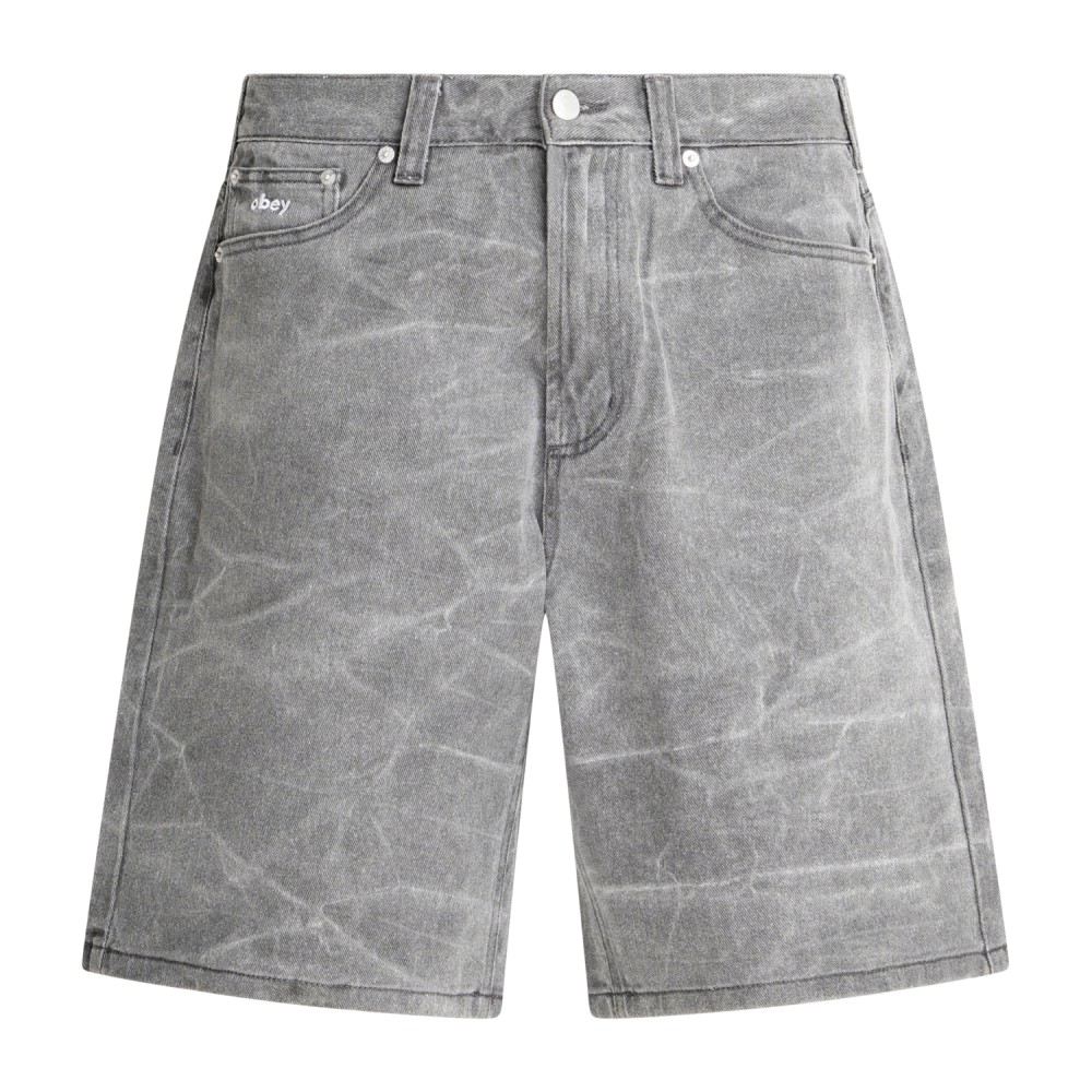 Obey - Bermuda nera Bigwig 5 tasche baggy fit per uomo | 172100107 bwa