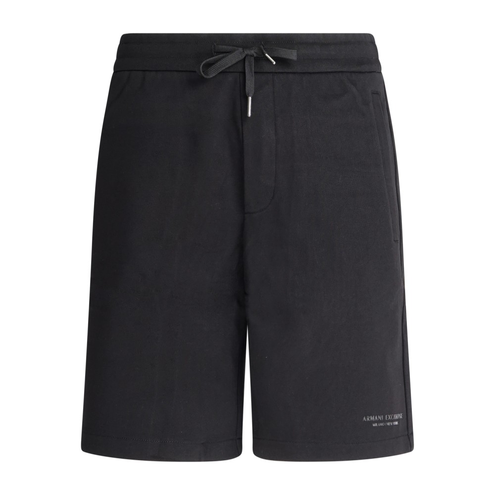 Armani Exchange - Bermuda nera con vita elasticizzata e coulisse per uomo |