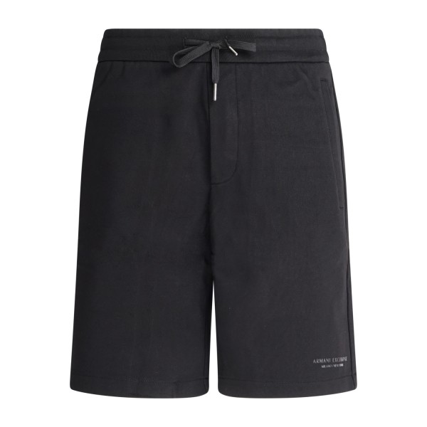 Armani Exchange - Bermuda nera con vita elasticizzata e coulisse per uomo |
