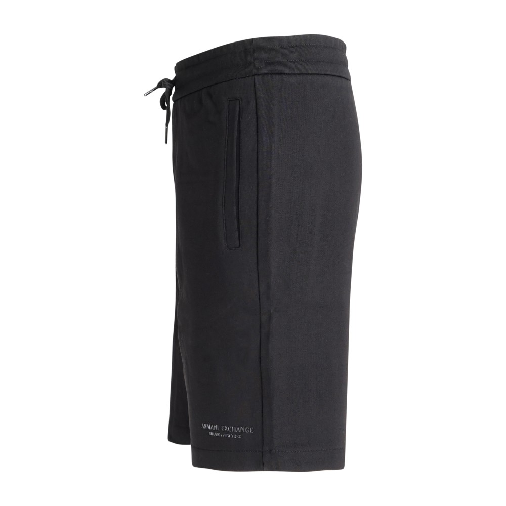 Armani Exchange - Bermuda nera con vita elasticizzata e coulisse per uomo |