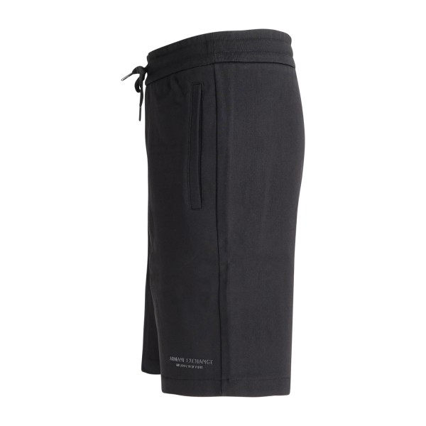 Armani Exchange - Bermuda nera con vita elasticizzata e coulisse per uomo |