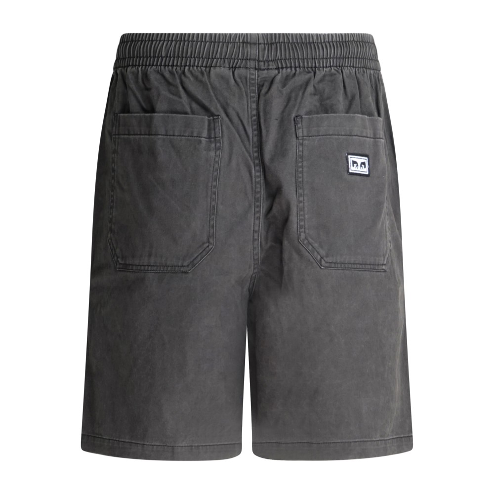 Obey - Bermuda nero Theo Easy in cotone con vita elasticizzata regular fit per