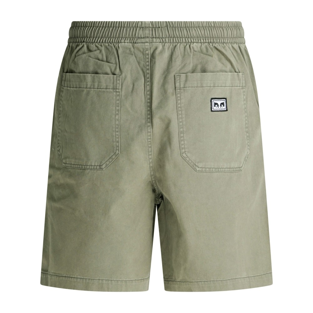 Obey - Bermuda verde Theo Easy in cotone con vita elasticizzata regular fit per