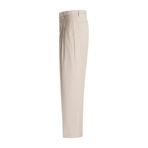 I'm Brian - Pantalone beige doppia pince con fondo palazzo per uomo | pa3680 2