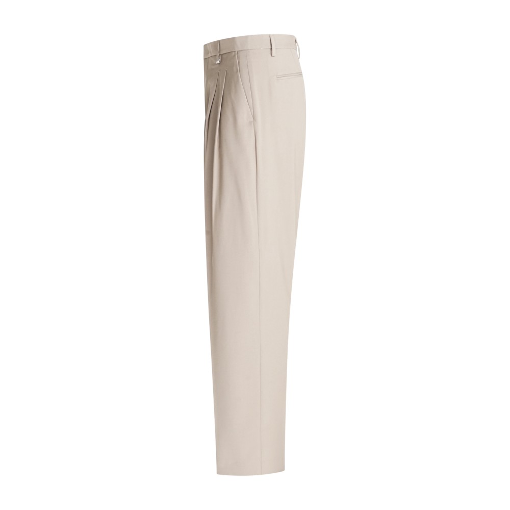 I'm Brian - Pantalone beige doppia pince con fondo palazzo per uomo | pa3680